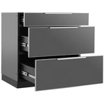 Newage Products Outdoor Kitchen Cabinets Aluminum Slate Grey Glass 32" 3-Drawer Cabinet-70203-Garage Giant 