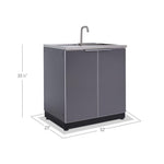 Newage Products Outdoor Kitchen Cabinets Aluminum Slate Grey Glass 32" Sink Cabinet-70202-Garage Giant 