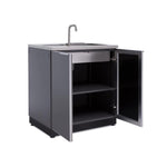 Newage Products Outdoor Kitchen Cabinets Aluminum Slate Grey Glass 32" Sink Cabinet-70202-Garage Giant 
