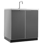 Newage Products Outdoor Kitchen Cabinets Aluminum Slate Grey Glass 32" Sink Cabinet-70202-Garage Giant 