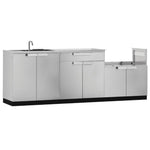 Newage Products Outdoor Kitchen Cabinets Classic Stainless Steel 4-Piece Set With 40" Insert Grill Cabinet-65092-Countertop Only-Garage Giant 