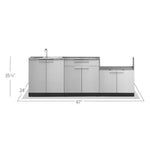 Newage Products Outdoor Kitchen Cabinets Classic Stainless Steel 4-Piece Set With Sink Cabinet-65058-Countertop Only-Garage Giant 