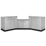 Newage Products Outdoor Kitchen Cabinets Classic Stainless Steel 7-Piece Set With (X2) 45° Corner Cabinet-65066-Countertop Only-Garage Giant 
