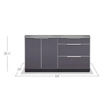 Newage Products Outdoor Kitchen Cabinets Slate Gray Aluminum 3-Piece Set With 3-Drawer Cabinet-65309-Countertop Only-Garage Giant 