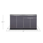 Newage Products Outdoor Kitchen Cabinets Slate Gray Aluminum 3-Piece Set With Bar Cabinet-65267-Countertop Only-Garage Giant 