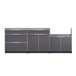 Newage Products Outdoor Kitchen Cabinets Slate Gray Aluminum 4-Piece Set With 33" Insert Grill Cabinet-65251-Countertop Only-Garage Giant 