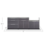 Newage Products Outdoor Kitchen Cabinets Slate Gray Aluminum 4-Piece Set With 33" Insert Grill Cabinet-65251-Countertop Only-Garage Giant 