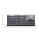 Newage Products Outdoor Kitchen Cabinets Slate Gray Aluminum 4-Piece Set With Kamado Cabinet-66200-Countertop Only-Garage Giant 