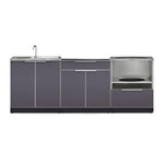 Newage Products Outdoor Kitchen Cabinets Slate Gray Aluminum 4-Piece Set With Sink Cabinet-66221-Countertop Only-Garage Giant 