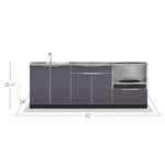 Newage Products Outdoor Kitchen Cabinets Slate Gray Aluminum 4-Piece Set With Sink Cabinet-66221-Countertop Only-Garage Giant 