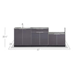 Newage Products Outdoor Kitchen Cabinets Slate Gray Aluminum 4-Piece Set With Sink Cabinet-65258-Countertop Only-Garage Giant 