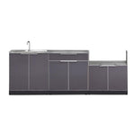 Newage Products Outdoor Kitchen Cabinets Slate Gray Aluminum 4-Piece Set With Sink Cabinet-65258-Countertop Only-Garage Giant 