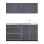 Newage Products Outdoor Kitchen Cabinets Slate Gray Aluminum 5-Piece Set With 3-Drawer Cabinet-66239-Countertop Only-Garage Giant 