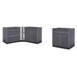 Newage Products Outdoor Kitchen Cabinets Slate Gray Aluminum 6-Piece Set With 90° Corner Shelf-65254-Countertop Only-Garage Giant 