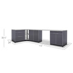 Newage Products Outdoor Kitchen Cabinets Slate Gray Aluminum 6-Piece Set With 90° Corner Shelf-65254-Countertop Only-Garage Giant 