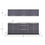 Newage Products Outdoor Kitchen Cabinets Slate Gray Aluminum 7-Piece Set With 3-Drawer Cabinet-66248-Countertop Only-Garage Giant 