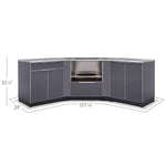 Newage Products Outdoor Kitchen Cabinets Slate Gray Aluminum 7-Piece Set With Kamado Cabinet-65376-Countertop Only-Garage Giant 