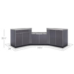 Newage Products Outdoor Kitchen Cabinets Slate Gray Aluminum 7-Piece Set With (X2) 45° Corner Cabinet-65266-Countertop Only-Garage Giant 