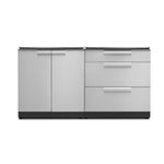 Newage Products Outdoor Kitchen Cabinets Stainless Steel 3-Piece Set With 3-Drawer Cabinet-65104-Countertop Only-Garage Giant 