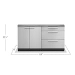 Newage Products Outdoor Kitchen Cabinets Stainless Steel 3-Piece Set With 3-Drawer Cabinet-65104-Countertop Only-Garage Giant 