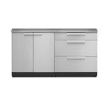 Newage Products Outdoor Kitchen Cabinets Stainless Steel 3-Piece Set With 3-Drawer Cabinet-65104-Countertop Only-Garage Giant 
