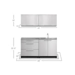 Newage Products Outdoor Kitchen Cabinets Stainless Steel 5-Piece Set With 3-Drawer Cabinet-66039-Countertop Only-Garage Giant 