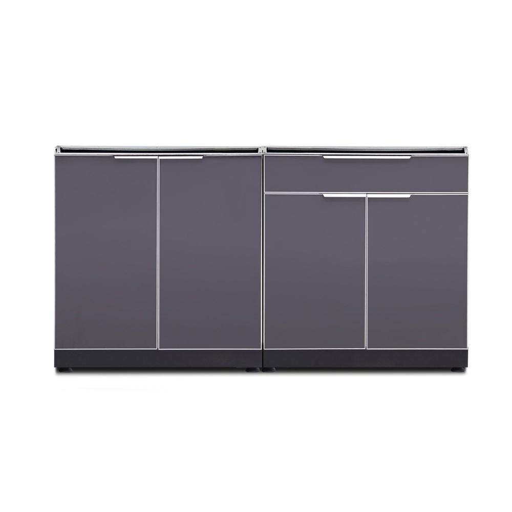 Newage Products Outdoor Kitchen Cabinets Slate Gray Aluminum 3-Piece Set With Bar Cabinet-65288-None-Garage Giant