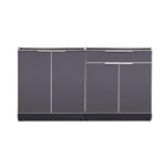 Newage Products Outdoor Kitchen Cabinets Slate Gray Aluminum 3-Piece Set With Bar Cabinet-65288-None-Garage Giant 