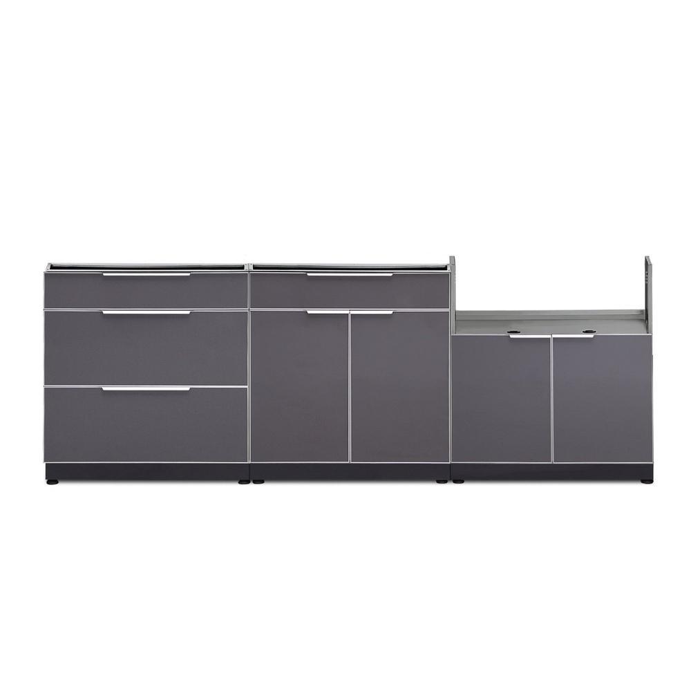 Newage Products Outdoor Kitchen Cabinets Slate Gray Aluminum 4-Piece Set With 33