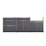 Newage Products Outdoor Kitchen Cabinets Slate Gray Aluminum 4-Piece Set With 33" Insert Grill Cabinet-65286-None-Garage Giant 