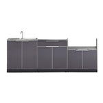 Newage Products Outdoor Kitchen Cabinets Slate Gray Aluminum 4-Piece Set With Sink Cabinet-65287-None-Garage Giant 