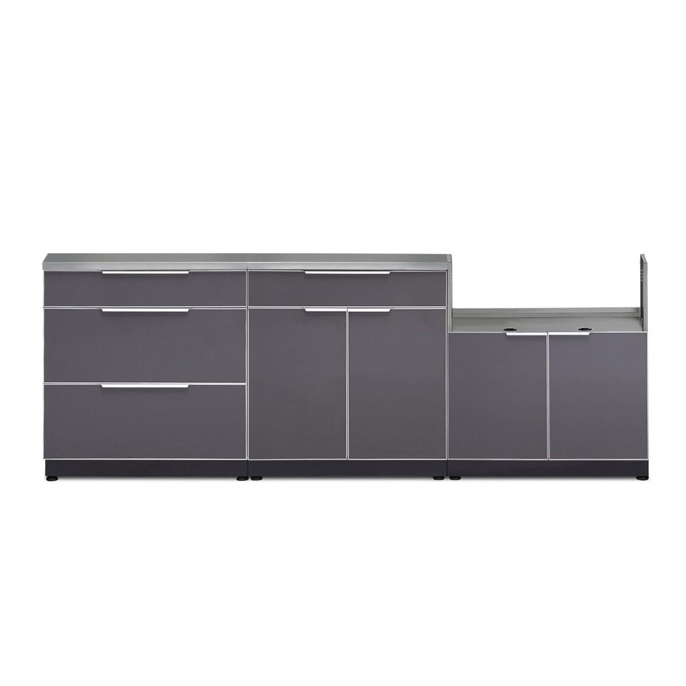 Newage Products Outdoor Kitchen Cabinets Slate Gray Aluminum 4-Piece Set With 33