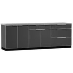 Newage Products Outdoor Kitchen Cabinets Slate Gray Aluminum 4-Piece Set With Bar Cabinet-65275-Countertops + Covers-Garage Giant 