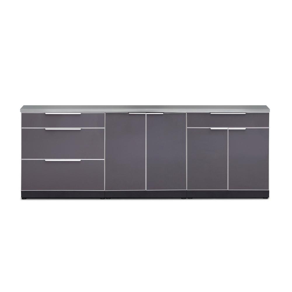 Newage Products Outdoor Kitchen Cabinets Slate Gray Aluminum 4-Piece Set With Bar Cabinet-65252-Countertop Only-Garage Giant