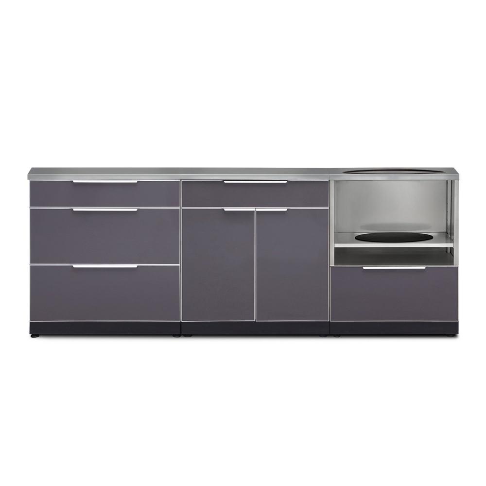 Newage Products Outdoor Kitchen Cabinets Slate Gray Aluminum 4-Piece Set With Kamado Cabinet-66200-Countertop Only-Garage Giant