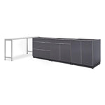 Newage Products Outdoor Kitchen Cabinets Slate Gray Aluminum 5-Piece Set With Prep Table-65283-None-Garage Giant 