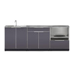 Newage Products Outdoor Kitchen Cabinets Slate Gray Aluminum 4-Piece Set With Sink Cabinet-66222-Countertops + Covers-Garage Giant 