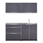 Newage Products Outdoor Kitchen Cabinets Slate Gray Aluminum 5-Piece Set With 3-Drawer Cabinet-66240-Countertops + Covers-Garage Giant 