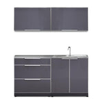 Newage Products Outdoor Kitchen Cabinets Slate Gray Aluminum 5-Piece Set With 3-Drawer Cabinet-66239-Countertop Only-Garage Giant 