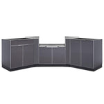 Newage Products Outdoor Kitchen Cabinets Slate Gray Aluminum 7-Piece Set With (X2) 45° Corner Cabinet-65285-None-Garage Giant 