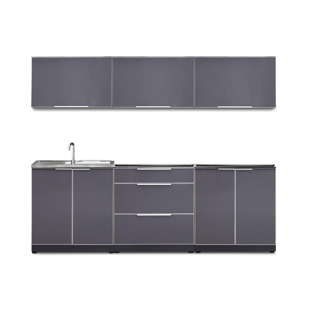 Newage Products Outdoor Kitchen Cabinets Slate Gray Aluminum 7-Piece Set With 3-Drawer Cabinet-66250-None-Garage Giant