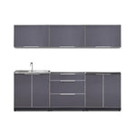 Newage Products Outdoor Kitchen Cabinets Slate Gray Aluminum 7-Piece Set With 3-Drawer Cabinet-66250-None-Garage Giant 