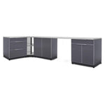 Newage Products Outdoor Kitchen Cabinets Slate Gray Aluminum 6-Piece Set With 90° Corner Shelf-65254-Countertop Only-Garage Giant 