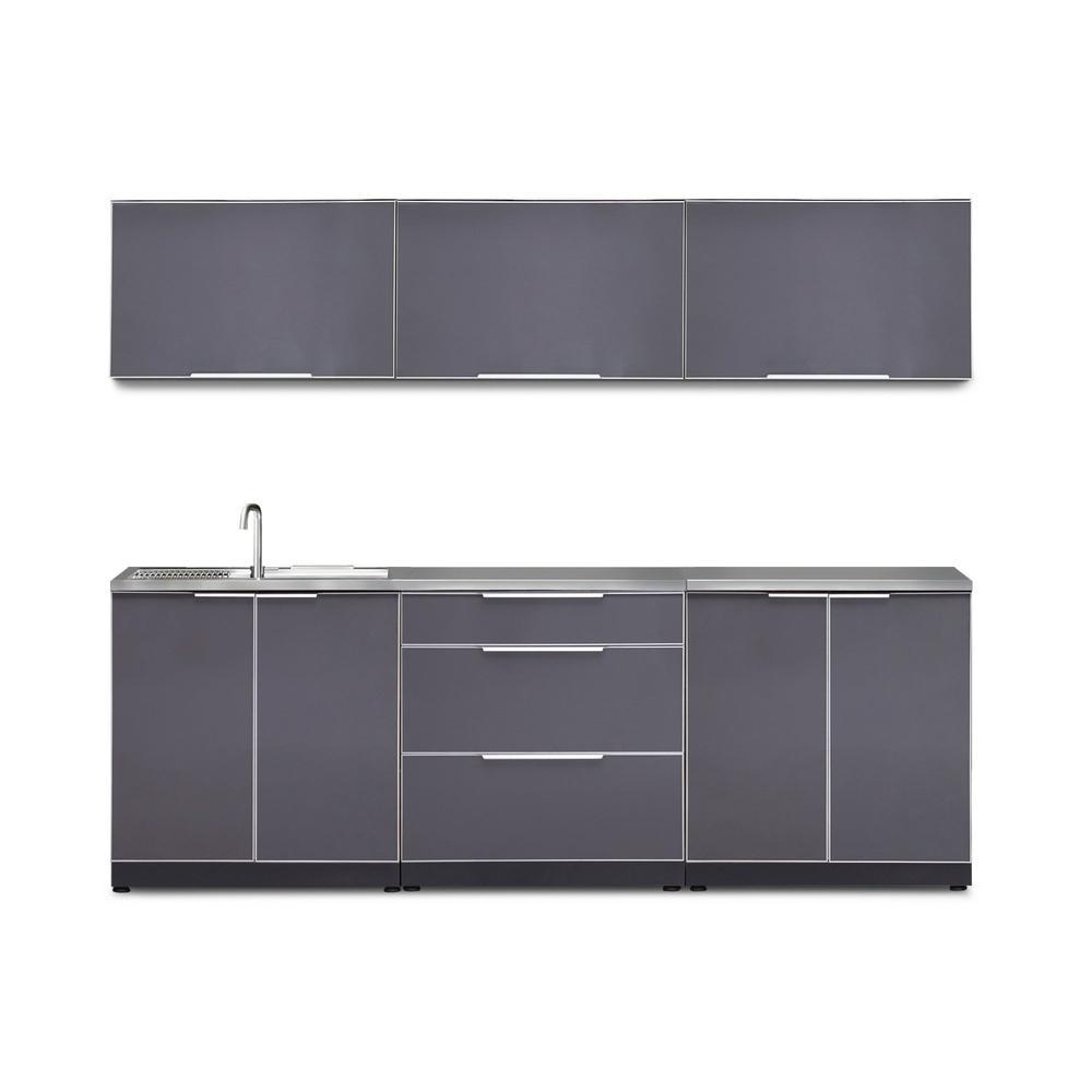 Newage Products Outdoor Kitchen Cabinets Slate Gray Aluminum 7-Piece Set With 3-Drawer Cabinet-66248-Countertop Only-Garage Giant