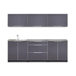 Newage Products Outdoor Kitchen Cabinets Slate Gray Aluminum 7-Piece Set With 3-Drawer Cabinet-66248-Countertop Only-Garage Giant 