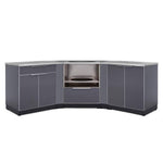 Newage Products Outdoor Kitchen Cabinets Slate Gray Aluminum 7-Piece Set With Kamado Cabinet-65377-Countertops + Covers-Garage Giant 