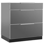 Newage Products Outdoor Kitchen Cabinets Aluminum Slate Grey Glass 32" 3-Drawer Cabinet-70203-Garage Giant 