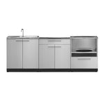 Newage Products Outdoor Kitchen Cabinets Stainless Steel 4-Piece Set With Sink Cabinet-66023-None-Garage Giant 