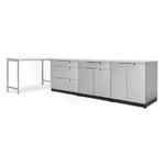 Newage Products Outdoor Kitchen Cabinets Stainless Steel 5-Piece Set With Prep Table-65072-Countertops + Covers-Garage Giant 