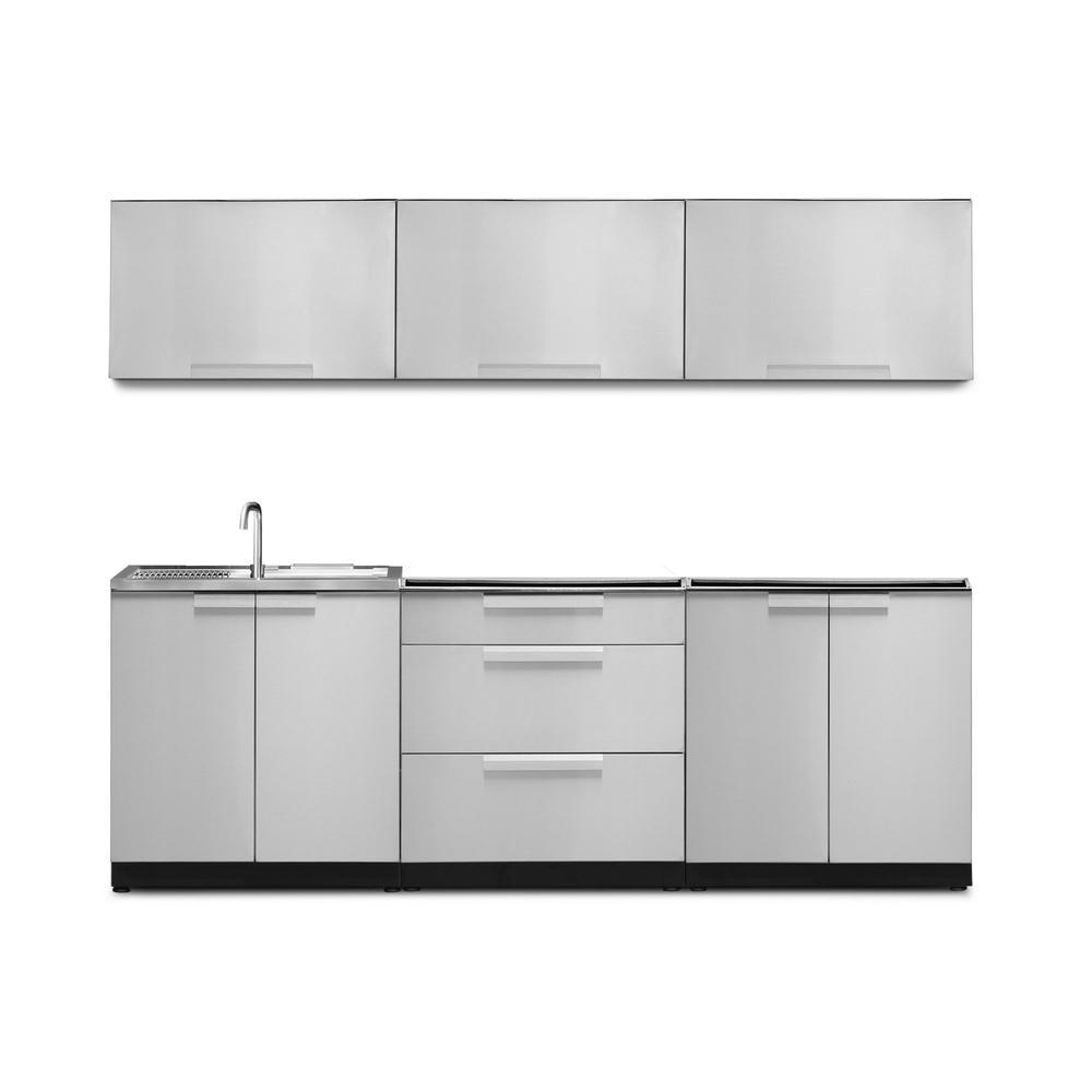 Newage Products Outdoor Kitchen Cabinets Stainless Steel 7-Piece Set With 3-Drawer Cabinet-66050-None-Garage Giant